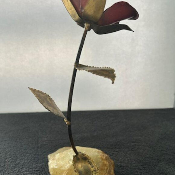 Vintage John DeMott Signed Brass Copper Flower on Base - Picture 6 of 9